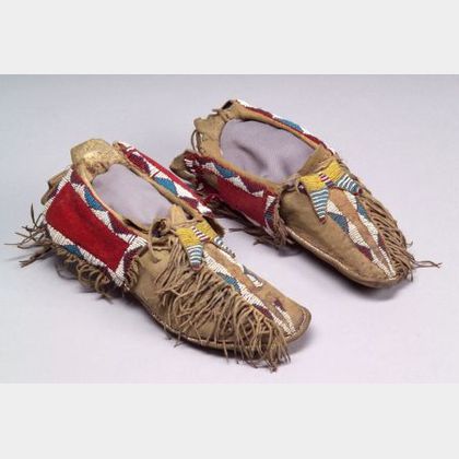 Sold At Auction Southern Plains Beaded Hide Moccasins Auction Number 