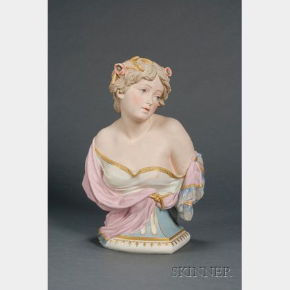 Copeland Tinted Parian Bust Depicting Summer