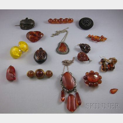 Group of Amber and Wood Jewelry