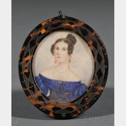 Portrait Miniature of an Elegantly Dressed Young Woman