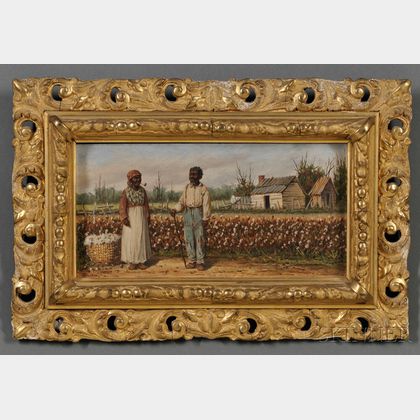 William Aiken Walker (South Carolina/Maryland, 1838-1921) Two Cotton Pickers by a Cotton Field with Distant Cabins.