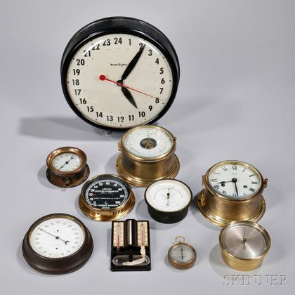 Ten Aneroid Barometers and Clocks
