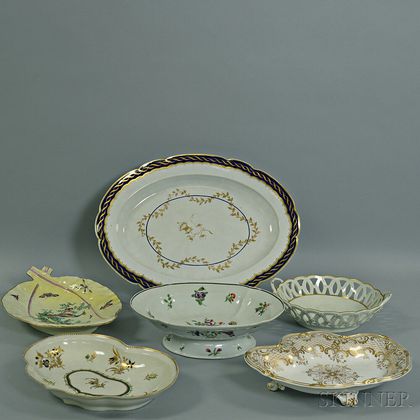 Six English and Continental Porcelain Dishes