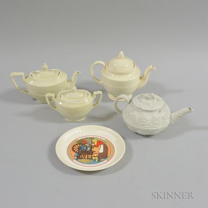 Four Pieces of English White Ceramic Tableware