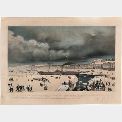 This Print, representing the B & N. A Royal Mail Steam Ship Britannia, John Hewitt, Commander, Leaving her Dock at East Boston on the 3