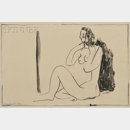 Pablo Picasso (Spanish, 1881-1973) Petite nue assis au miroir