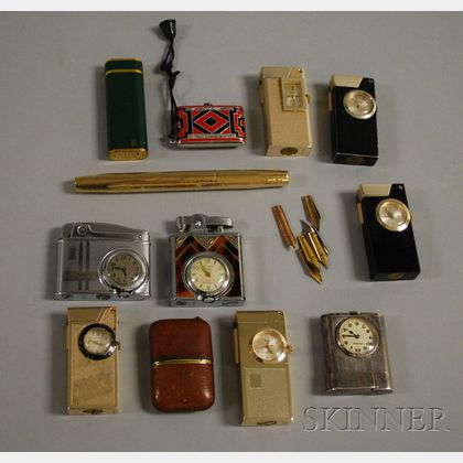 14kt Gold Cartier Pen and a Large Group of Lighter Watches