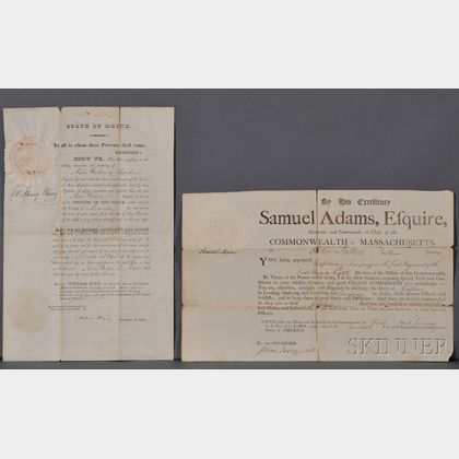 Adams, Samuel (1722-1803) Printed Document Signed, 1 January 1796.