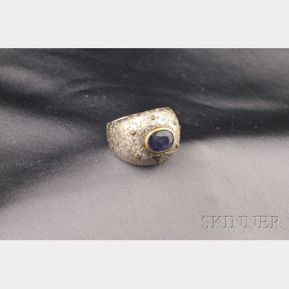 18kt Bicolor Gold and Sapphire Ring, Buccellati, Italy