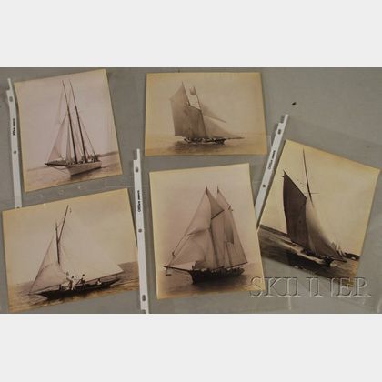John S. Johnston (British/American, c. 1839-1899) Lot of Five Yachting Images: Ramona, Sea Fox, Viator, Katrina