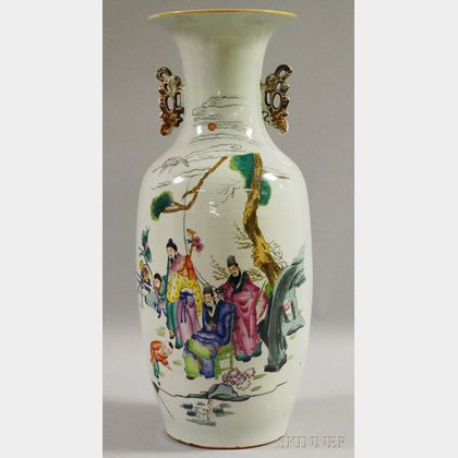 Chinese Export Famille Rose Porcelain Floor Vase