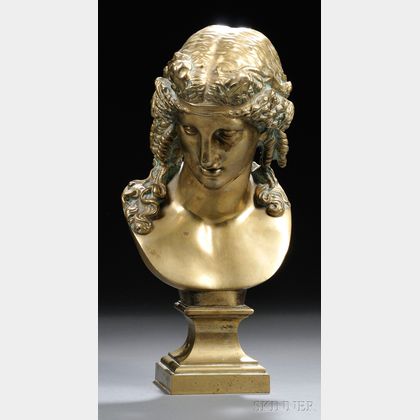 Continental School, 20th Century Bronze Bust of a Classical-style Maiden