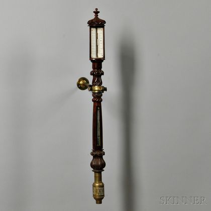 I. & A. Walker Classical Carved Mahogany Mercury Stick Barometer