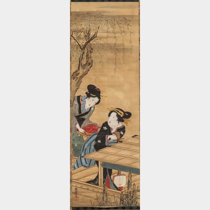 Hanging Scroll Depicting Two Beauties