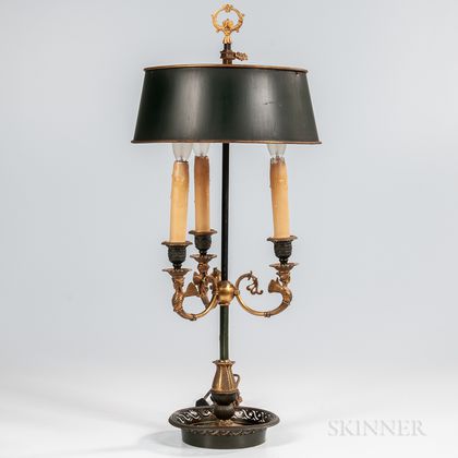 Louis XVI-style Gilt and Patinated Bronze Bouillotte Lamp