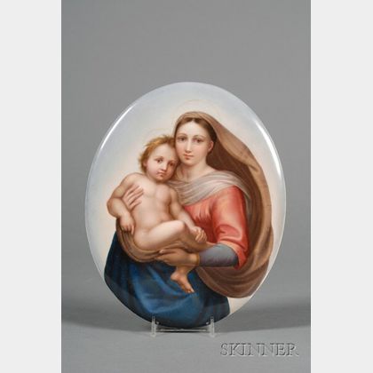 KPM Painted Porcelain Plaque of the Madonna and Child