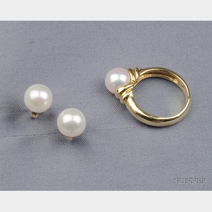 18kt Gold and Cultured Pearl Suite, Mikimoto