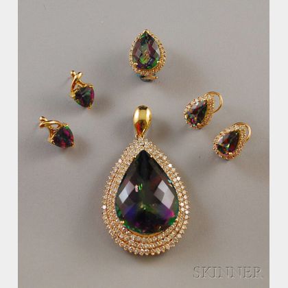Small Group of Gold and Mystic Topaz Jewelry