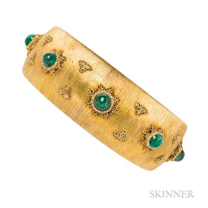 18kt Gold and Emerald Cuff Bracelet, Buccellati