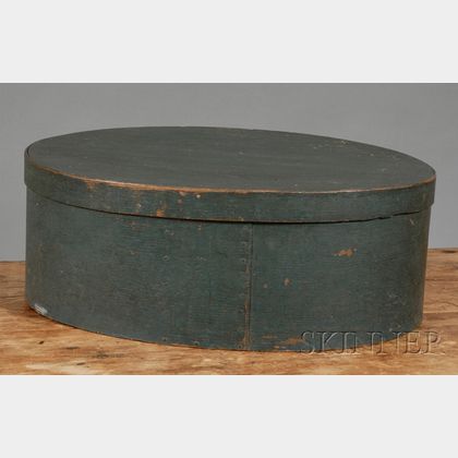 Large Blue-painted Lapped Seam Oval Box