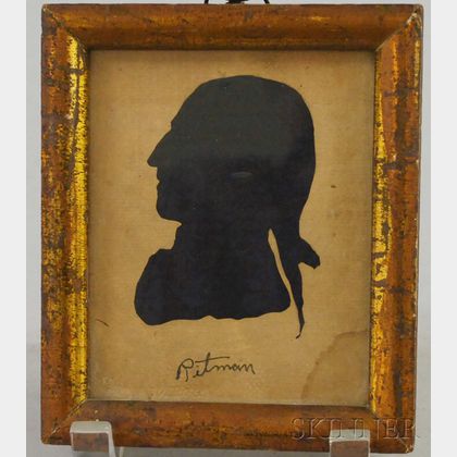 Giltwood Framed Miniature Cut Paper Silhouette of George Washington
