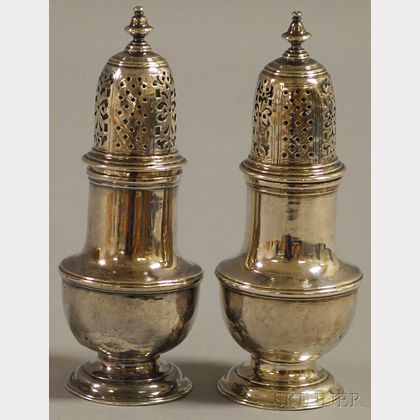 Pair of English Sterling Silver Casters