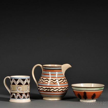 Three Mochaware Pottery Items