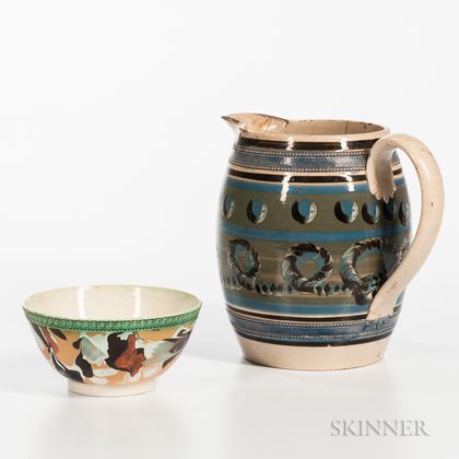 Slip-decorated Pitcher and Bowl
