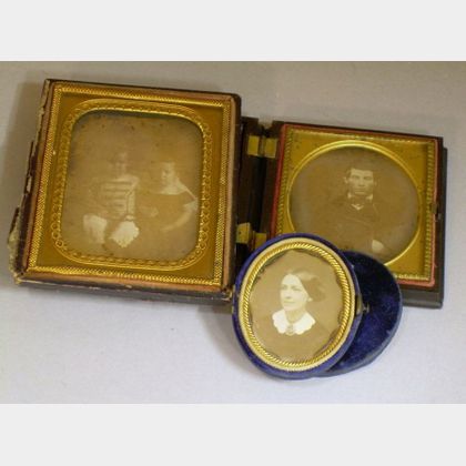 Three Cased Early Tintype Portrait Photographs. 