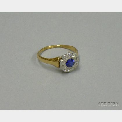 14kt Gold, Sapphire, and Diamond Pinky Ring