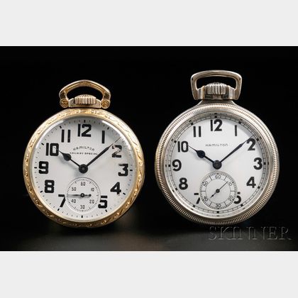 Two Hamilton Lever-set Open Face Watches