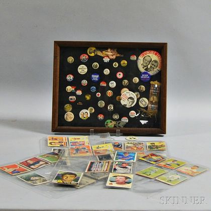 Group of Trading Cards and Political Pins