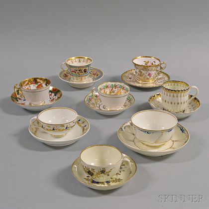 Eight Porcelain Teacups and Saucers