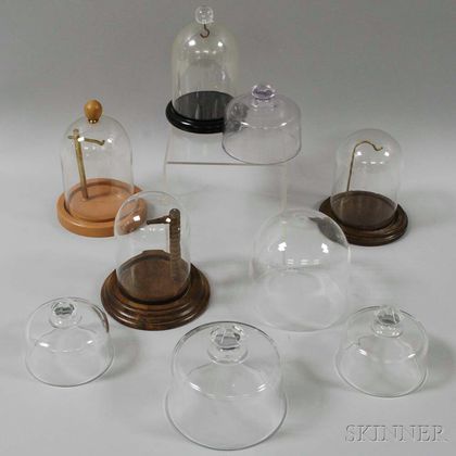 Group of Colorless Glass Pocket Watch Display Domes and Watch Movement Dust Covers