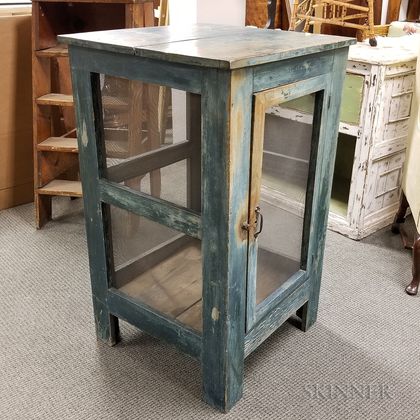 Country Blue-painted Pine Pie Safe