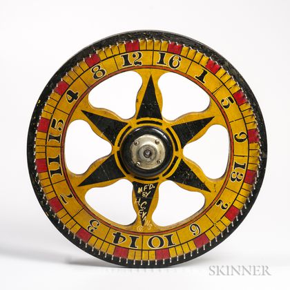 Small Yellow-, Red-, and Black-painted Wheel of Chance