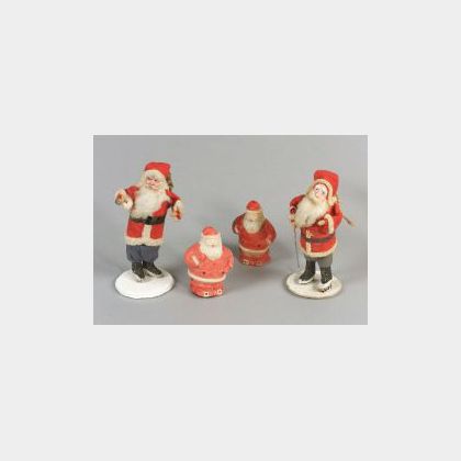 Two Father Christmas Figures and Two Light Covers