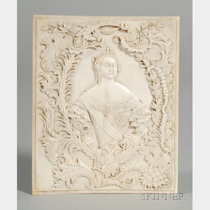 Continental Carved Ivory Plaque Depicting Empress Elizabeth of Russia