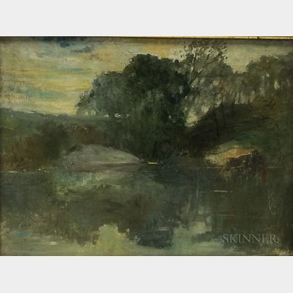 American School, 20th Century Landscape with Pond, New York, Thought to be Central Park
