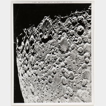 Lunar Orbiter or Observatory, July and December 1966, Two Large-format Photographs of the Surface of the Moon.