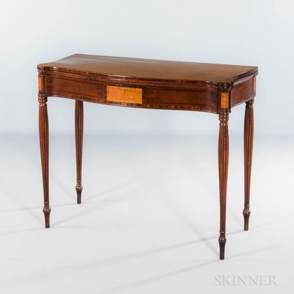Carved and Inlaid Mahogany Card Table