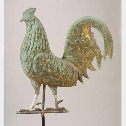 Large Molded Copper Rooster Weather Vane