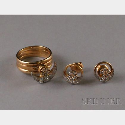 Teufel Motion 14kt Gold and Diamond Ring and Earrings