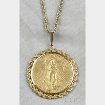 1924 Saint-Gaudens Twenty Dollar Gold Coin-mounted Pendant