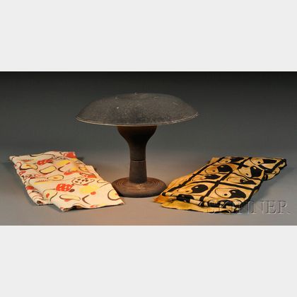 Industrial Design Mushroom Lamp and Two Pieces of Fabric