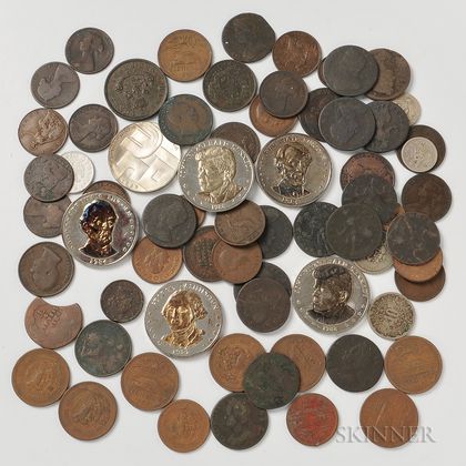 Group of Mostly English and Mexican Coins