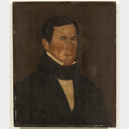 American School, Mid-19th Century Portrait of a Man in a Black Jacket