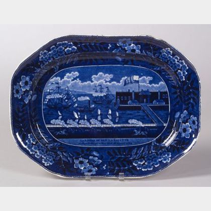 Historical Blue and White Transfer Decorated Staffordshire Pottery Platter