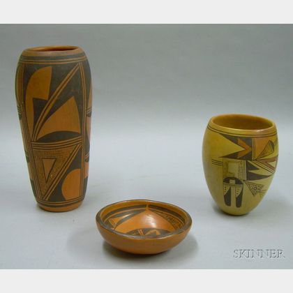 Three Southwest Native American Hopi Pottery Items