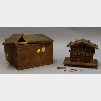 Continental Model of a Swiss Chalet Jewelry Box/Music Box